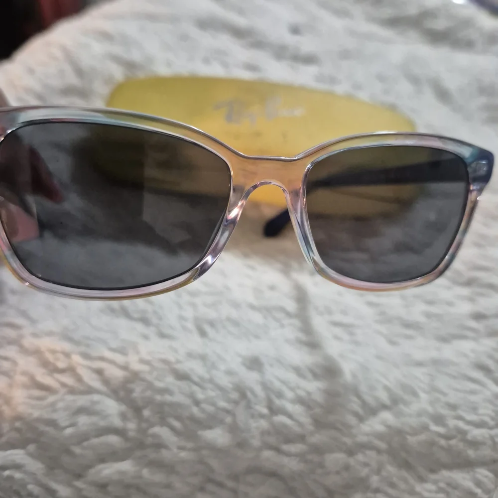 Ray-Ban Transparent Blue Sunglasses with Vibrant Case